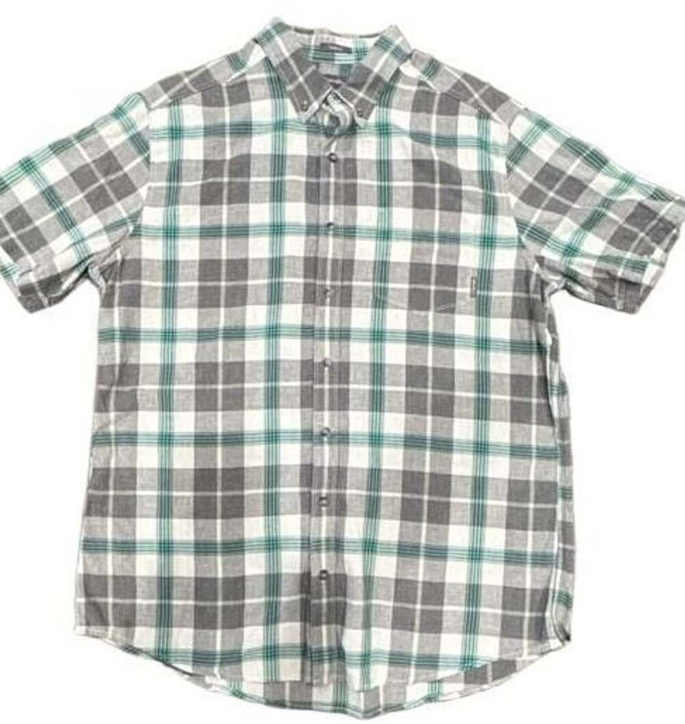 Eddie Bauer Plaid Shirt TXL Gray Green Classic Fit NWOT